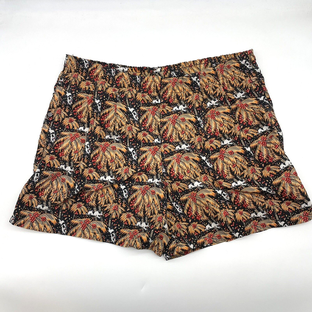 EUC Vtg 90s BIG DOGS Men's 37x5" Tropical Palm Tree and Dogs Design Board Shorts